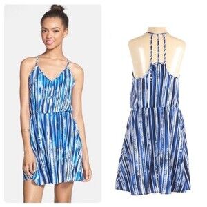Nordstrom Dee Elle royal blue black and white strappy back dress size small